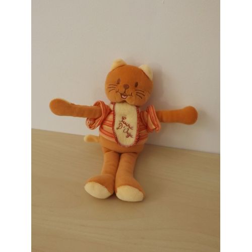 Doudou Chat Orange Jaune Sucre D'orge