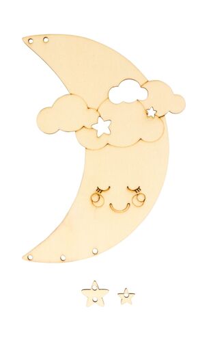 Déco À Suspendre En Bois Lune Gravé 15 Cm