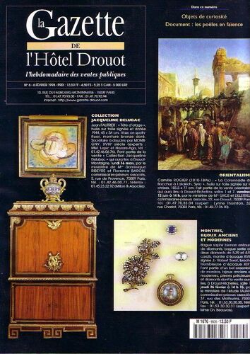 Gazette Hôtel Drouot N° 6  Du 6 Février  2013 - Coll J.Delubac; Montres Bijoux ;Orientalisme