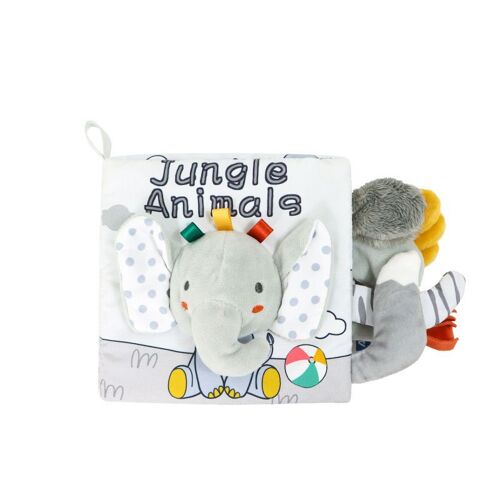 Livre Bebe Tissu,Livre Bébé Eveil,Jouet Educatif Enfant Idée Cadeau Dès La Naissance,Livre Doux Froissé Avec Des Animaux (Éléphant)