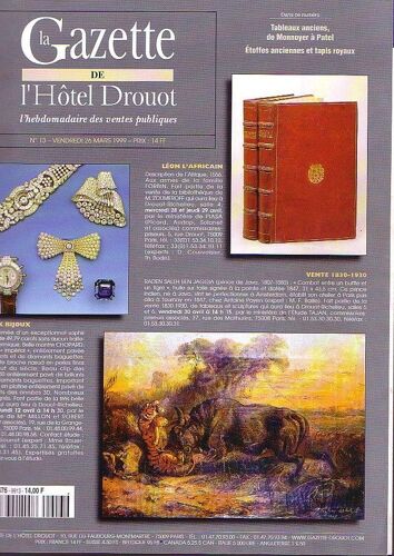 Gazette De L'hotel Drouot (La) N° 13 Du 26/03/1999