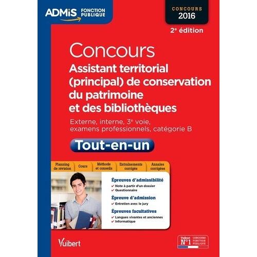 Concours Assistant Territorial (Principal) De Conservation Du Patrimoine Et Des Bibliothèques - Concours Externe, Interne, 3e Voie, Examens Professionnels, Catégorie B