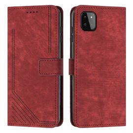 Coque Pour Samsung Galaxy A22 5g,Etui De Samsung Galaxy A22 5g Premium En Cuir Pochette Protection,Étui Pour Samsung Galaxy A22 5g Portefeuille Rabat Clapet Case,Rouge