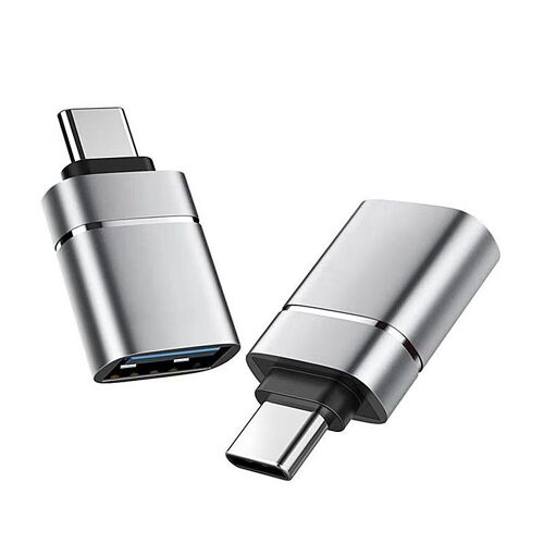 Adaptateur USB 3.0 vers Type-C 2 pièces avec finition argentée élégante