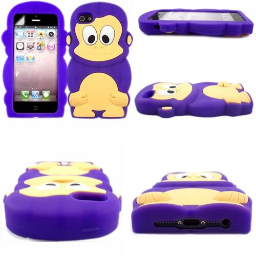 Coque De Protection Souple Silicone Pour Iphone 5g Singe Chimpanze Violet
