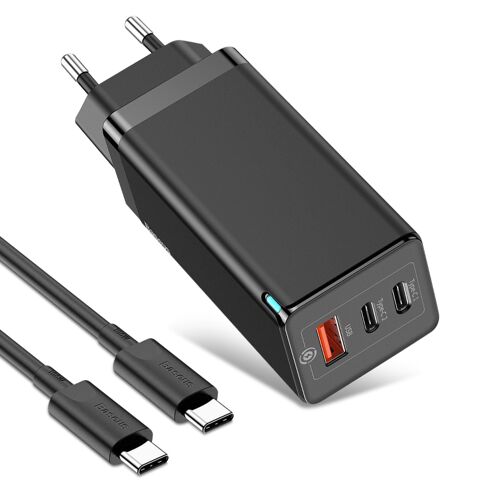 Chargeur Mural 65w Technologie Gan 2 Anti-Surchauffe Format Compact Baseus Noir
