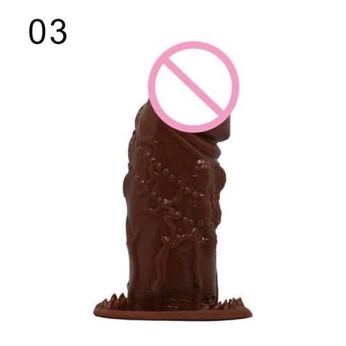 03 Brun - 8 Styles Épaissir Pénis Extender Manchon Silicone Préservatifs Réutilisable Anneau Coq Retard Éjaculation Jouets Sexuels Pour Hommes Produits Intimes