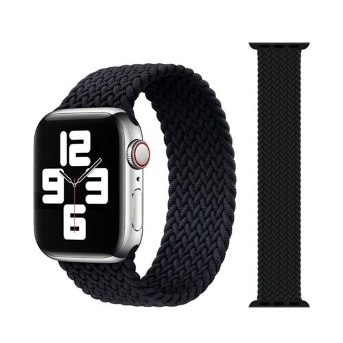 Bracelet Montre Apple Iwatch Tressé Noir 38/40mm Taille S
