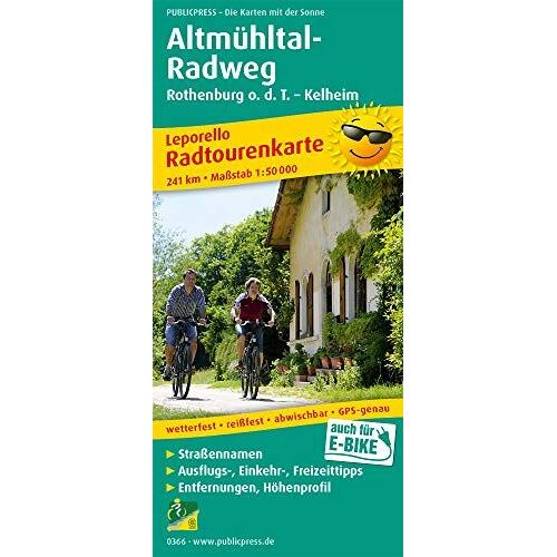 Radwanderkarte Altmühltal-Radweg, Rothenburg O. D. T. - Kelheim 1 : 50 000