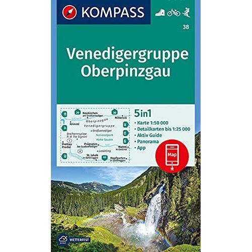 Kompass Wanderkarte Venedigergruppe; Oberpinzgau 1 : 50 000