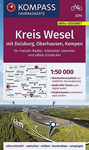 Kompass Fahrradkarte 3214 Kreis Wesel Mit Duisburg, Oberhausen, Kempen 1:50.000