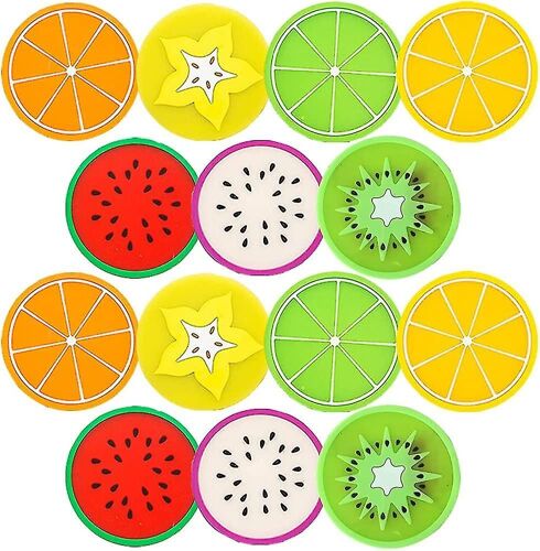 Colorful Fruit Coaster Non-Slip Insulating Mat Silicone Cup Pad Glass Coasters For Coffee