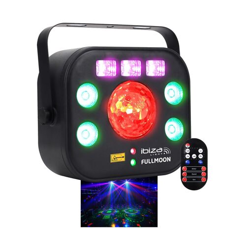 Ibiza Light FULLMOON - Jeu de lumière - DMX 5-EN-1 - LAS R+G, STROBO 20 flashes/sec. & ASTRO AVEC WASH LED RGBW 4-en-1, UV