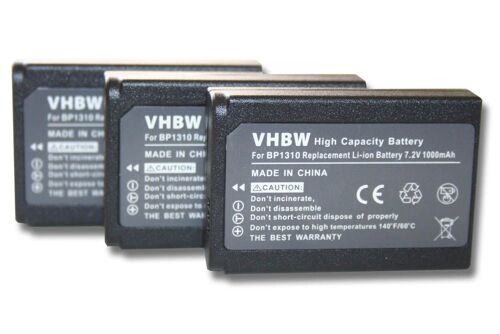 vhbw 3x Batteries remplacement pour Samsung AD43-00192A, BP-1310, BP1310, ED-BP1310 pour appareil photo (1000mAh, 7,2V, Li-ion)