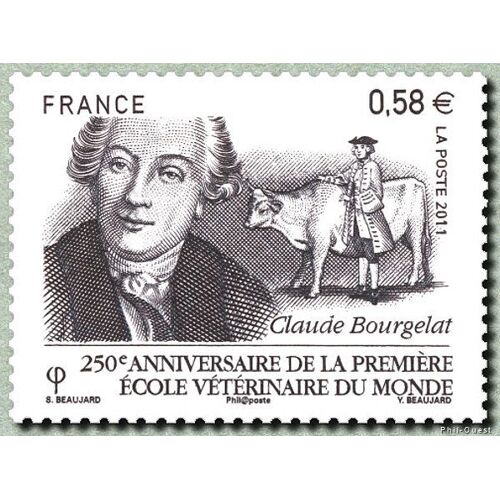 Claude Bergelat : 250ème Anniversaire De La Première École Vétérinaire À Lyon Année 2011 N° 4553 Yvert Et Tellier Luxe