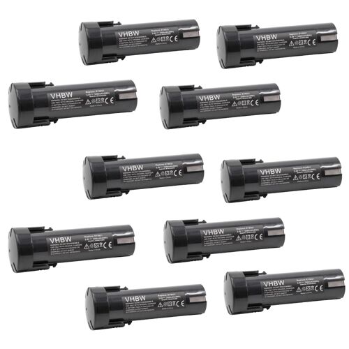 vhbw 10x Batterie remplacement pour Panasonic 6538 1, 6539 6, 6540 1, 6545 6, 6546 6, 6547 1, 6550 20 pour outil électrique (3300mAh NiMH 2,4V)