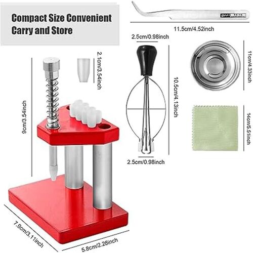 Watch Puller Remover Puller Plunger Remover Set + 3 Pieces Cleaning Cloth+Tweezers+Metal Dividers A