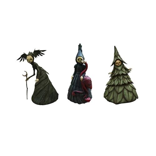 Halloween Witch Minifigure Statue Resin Creepy Witch Sculptures Garden Decoration For Home Desktop