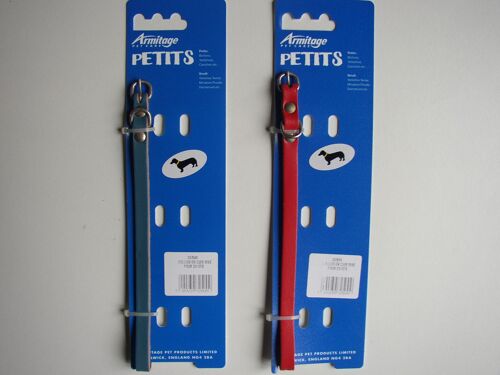 Collier Chien Ou Chiot Cuir Bleu Rouge 20-26 Cm X 10 Mm Longueur Totale 30 Cm  :-)