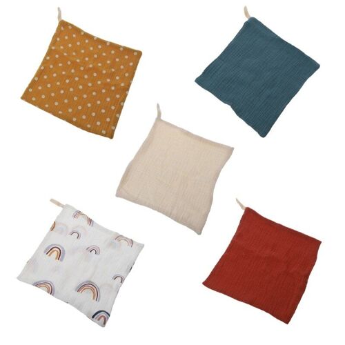 Lot De 5 Serviettes En Mousseline Pour Bébé, Lingettes Pour Le Visage Et La Main, Mouchoir, Bavoir, Salive