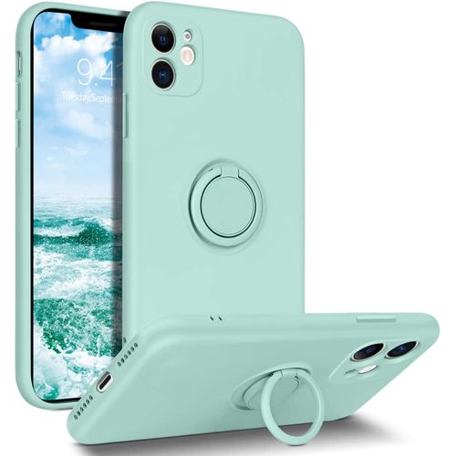 Coque Silicone Pour Iphone 12 Couleur Vert Avec Anneau Support Little Boutik®