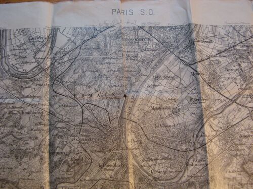Carte Paris Sud Ouest - Service Géographique Des Armées Modèle 1832 Révisée 1901