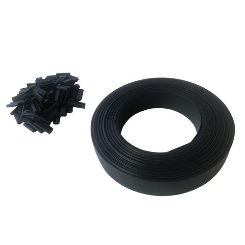 Lot de 10 Kits lamelles occultantes PVC avec clip de fixation de 50 m pour grillage rigides - Gris foncé