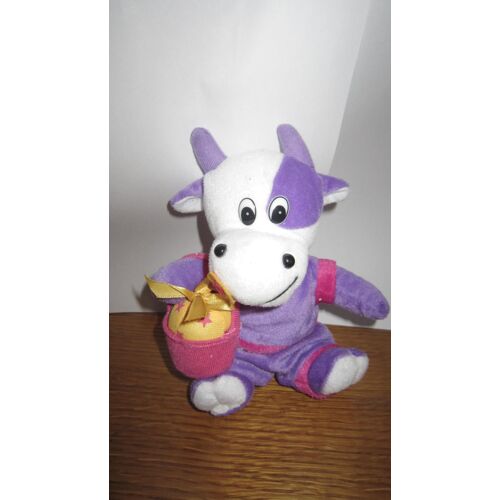 Peluche Vache Milka Avec Panier Et Un Oeuf Assis 17 Cm