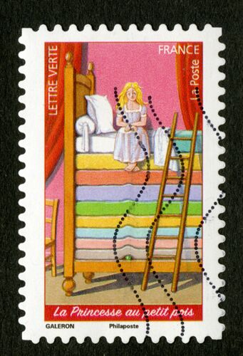 Timbre Oblitéré La Princesse Au Petit Pois , Lettre Verte, France, La Poste, Galeron