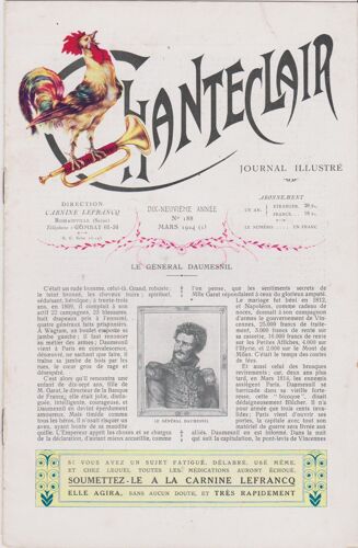 Chanteclair N° 188 Mars 1924 Le Général Daumesnil