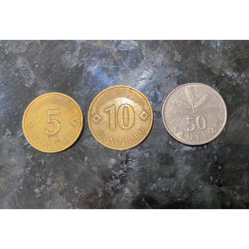 Lot De 3 Pièces: 5, 10 Et 50 Centimes (Santimu) De Lats Lettonie (Latvijas Republika) 1992