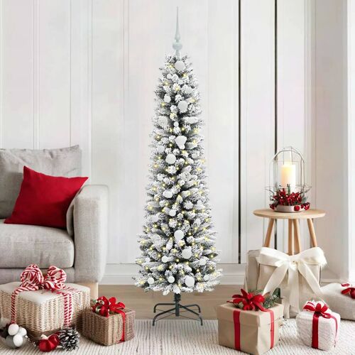 vidaXL Sapin de Noël artificiel avec 150 LED Vert et blanc 150 cm
