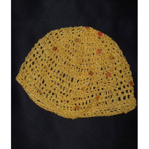 Bonnet Au Crochet Jaune Et Paillettes
