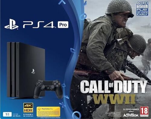 Sony PlayStation 4 Pro - Console de jeux - 4K - HDR - 1 To HDD - noir de jais - Call of Duty: WWII