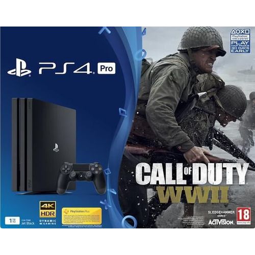 Sony Playstation 4 Pro - Console De Jeux - 4k - Hdr - 1 To Hdd - Noir De Jais - Call Of Duty: Wwii