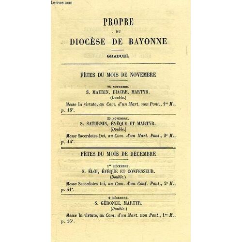 Supplement Propre Au Diocese De Bayonne, Graduel