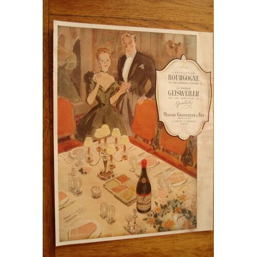 Publicité Années 40/50  Vin De Bourgogne Marque Geisweiler