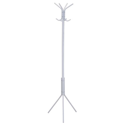 Porte-manteaux ARIST portant pour vêtements sur pied hauteur 174 cm avec 8 crochets, meuble d'entrée en métal laqué blanc