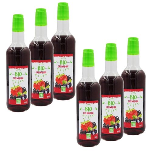 Lot 6x Sirop De Grenadine Bio France - Bouteille 50cl