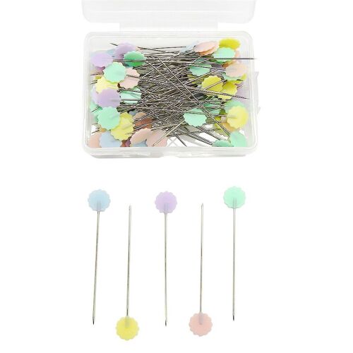 Épingles À Tête Plate En Plastique De 100 Pouces, Épingles De Courtepointe Droites De Couleur Mixte, Bricolage, Aiguilles À Coudre Pour Coiffeuse, Décoration De Bijoux