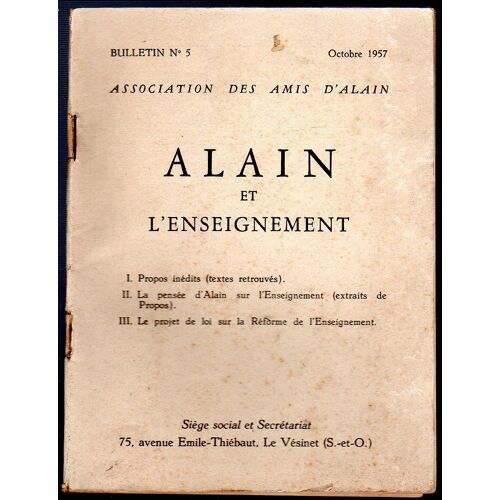 Alain Et L'enseignement. N°5