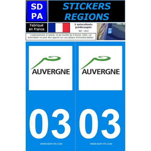 2 Autocollants Region Departement 03