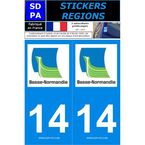 2 Autocollants Region Departement 14