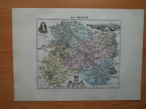 Carte Ancienne De 1891 D?Partement De La Marne