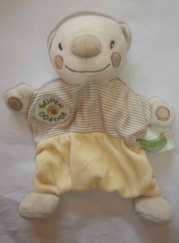 Doudou Ours Plat Rayé Marron Kimbaloo Super Doudou