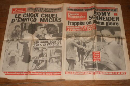 Fd Romy Schneider Couv + 1/2p/ Johnny Hallyday 1p / Karen Cheryl 1/2p/ Julio Iglesias 1.5p/ Enrico Macias Dos De Couv + 1/2p/ Paul Newman 1p/ Demis Roussos 1p/ Georgette Lemaire 1p/ Omar Sharif 1p/ Piaf Felix Marten 1p 1814