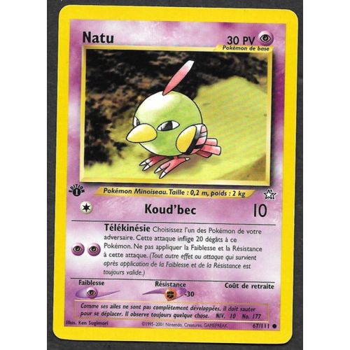 Carte Pokémon Natu 67/111 [Premiere Edition 1] - Neo Genesis Wizards (Fr)