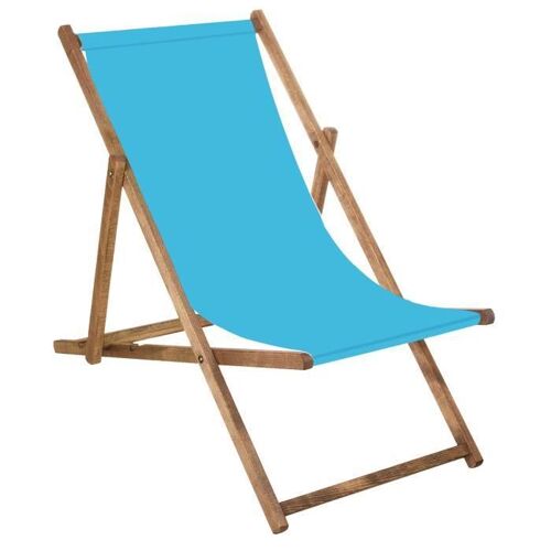 Springos® Transat De Jardin Imprégné Chaise Longue Pliante En Bois De Plage 120 Kg - Bleu
