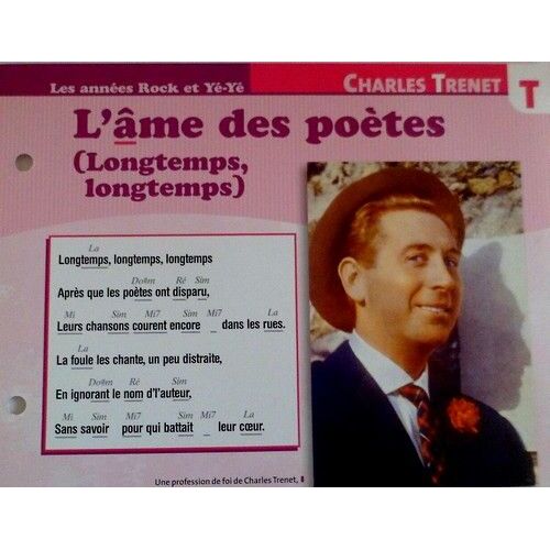 Fiche Chanson L'âme Des Poètes Charles Trenet