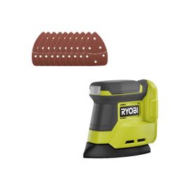 Pack RYOBI - Ponceuse triangulaire RPS18-0 - 18V One+ - sans batterie ni chargeur - Lot de 10 feuille abrasive SCS10A - Grain 60, 80 et 120